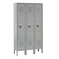 Global Industrial Single Tier Locker, 12x12x72, 3 Door Unassembled, Gray 254116GY